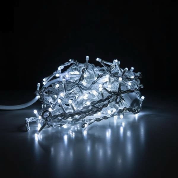 Гирлянда сетевая Бахрома уличная 6 м 105 LED диодов эффект каскада белый провод цвет света Белый (6МWW)