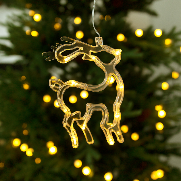 Новорічна фігурка-гірлянда світлодіодна Олень LED 18 см тепле біле світло на батарейках AAA (300084)