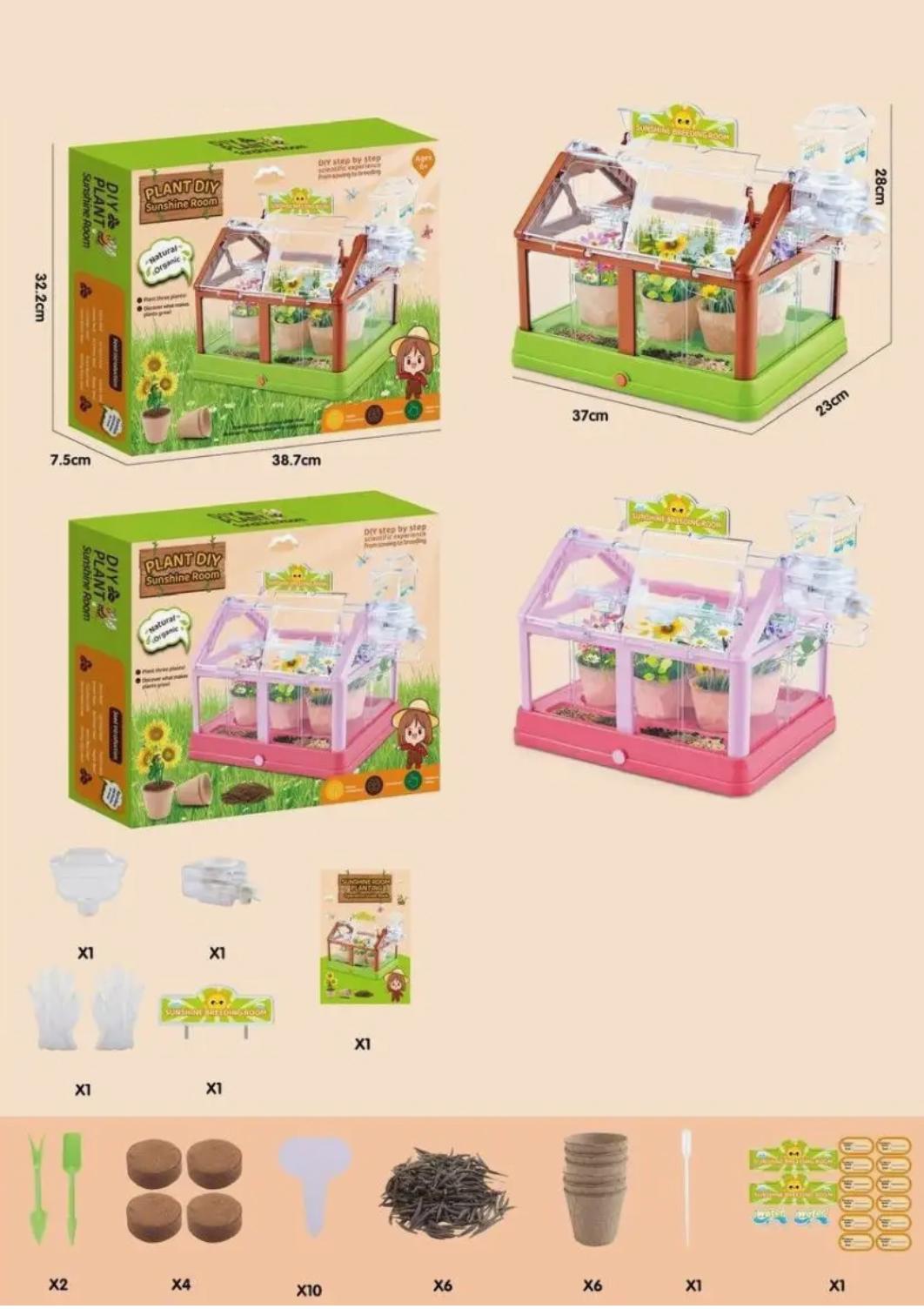 Мини-теплица для детей с системой полива и солнечной панелью Розовый - фото 5