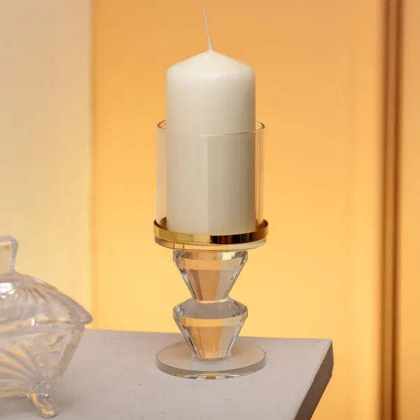 Свічник декоративний YIMI скляний із позолотою 13,3 см Прозорий - фото 2 Свічник декоративний YIMI скляний із позолотою 13,3 см Прозорий - фото 2