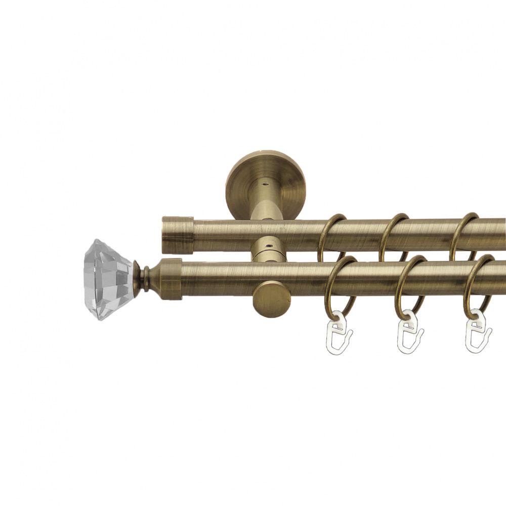 Карниз Orvit Спектралія металевий дворядний реверсивний гладка труба кільце металеве 19/19 мм 200 см Антик (00-00013401)