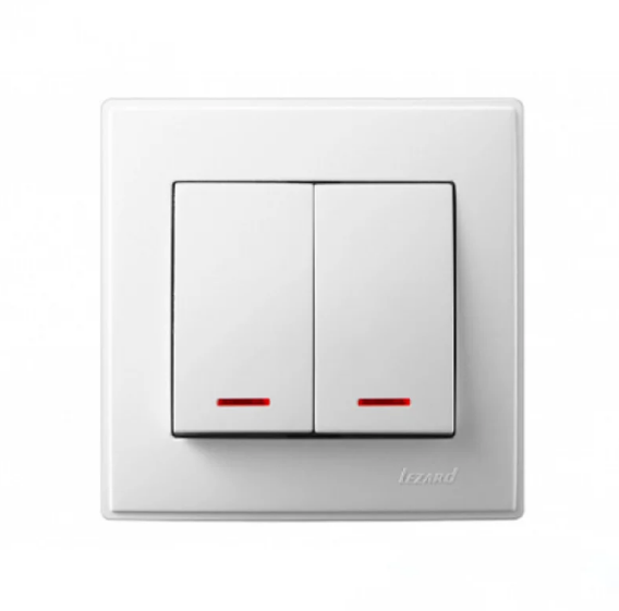 Выключатель двухклавишный Lezard Lesya с подсветкой Белый (26350796)