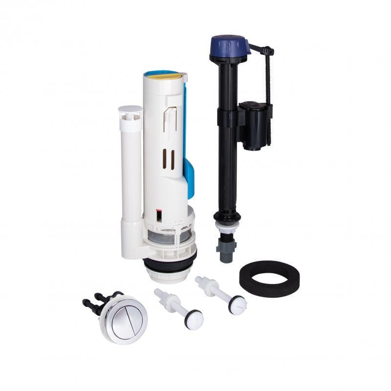 Комплект арматуры для бачка унитаза Qtap WDI с двойной кнопкой смыва 4,8 см и клапаном нижней подачи воды 3/6L CHR (SD00050775)