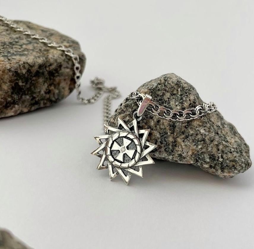 Подвеска серебряная Звезда Эрцгаммы с белым камнем 925 пробы 3,60 г (АРТ,3115ч)