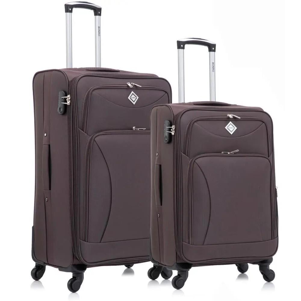 Набір тканинних валіз Bonro Tourist велика середня 2 шт. Коричневий (42400952) Набір тканинних валіз Bonro Tourist велика середня 2 шт. Коричневий (42400952)