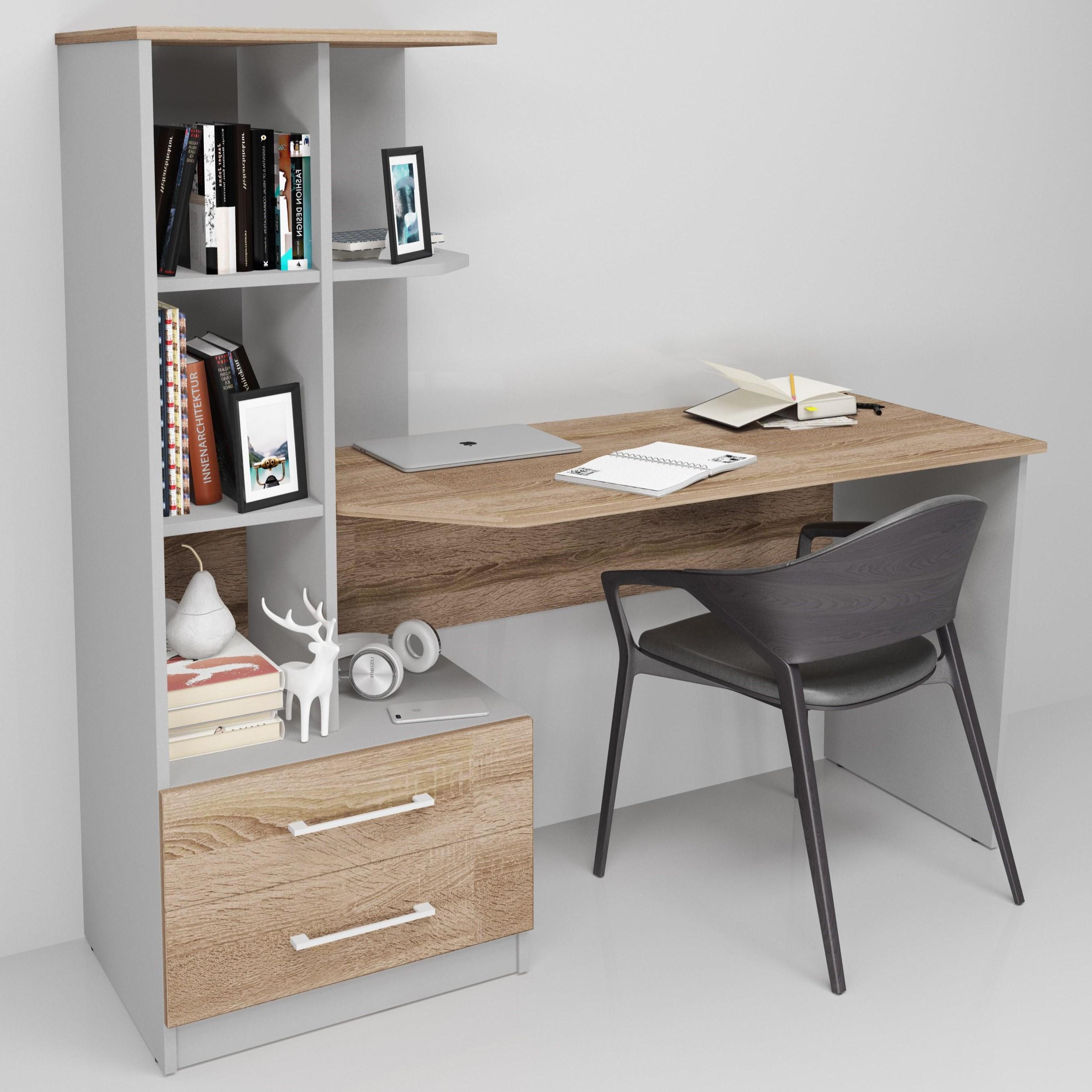 Компьютерный стол Intarsio Dexter Серый униколор/Дуб сонома трюфель