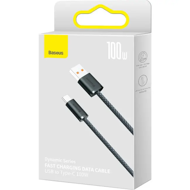 Кабель BASEUS Dynamic Series Fast Charging Cable USB to Type-C CALD000616 100W 1 м Gray - фото 7