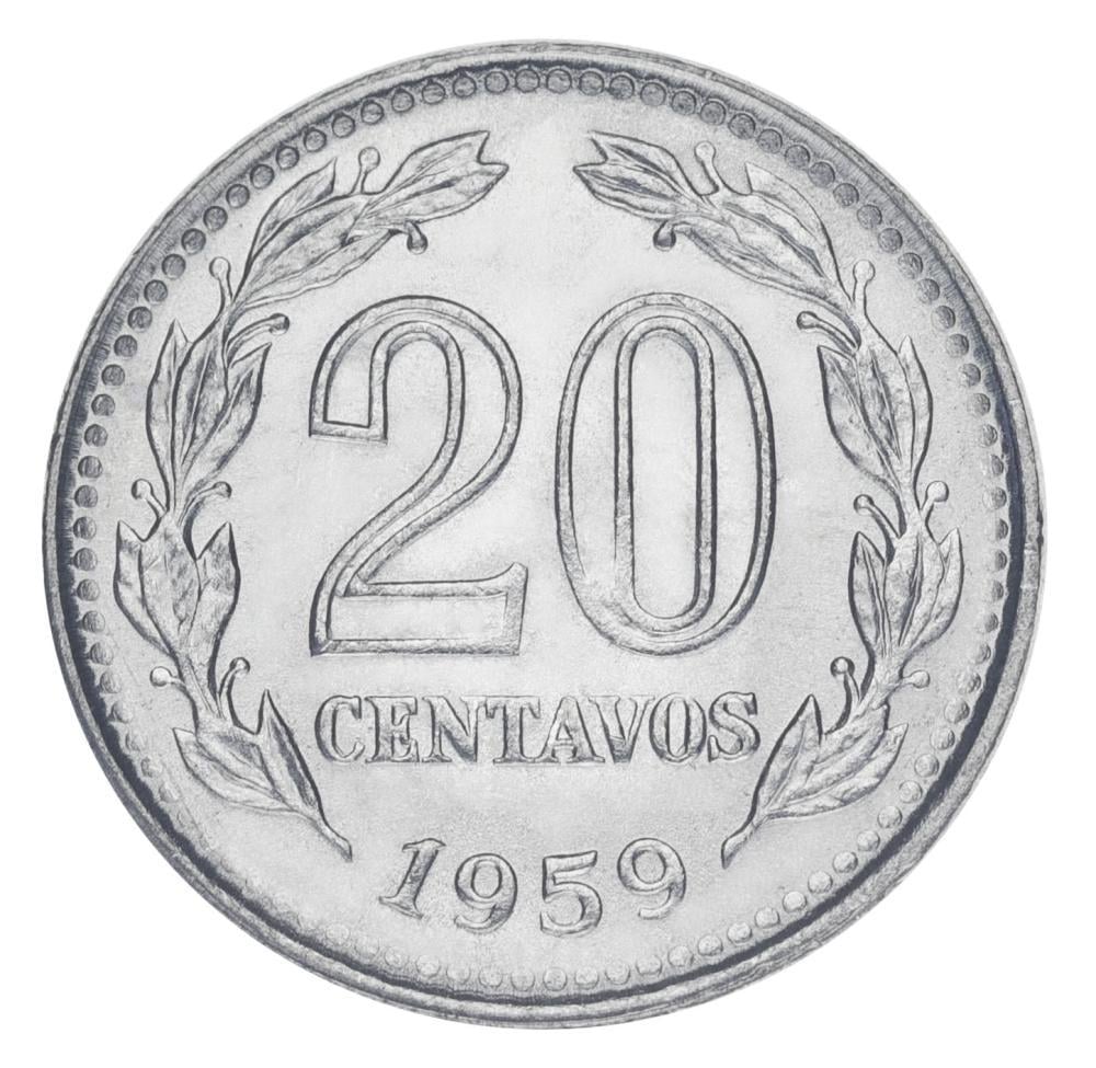 Колекційна монета Аргентина 20 сентаво 1959 UNC (М21216)