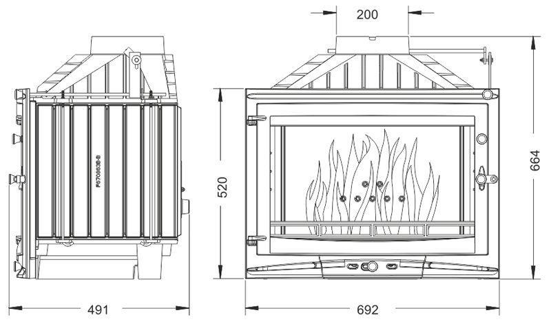 Піч-камін топка чавунна UNIFLAM 700 SELENIC ECO з шибером 14 кВт - фото 2