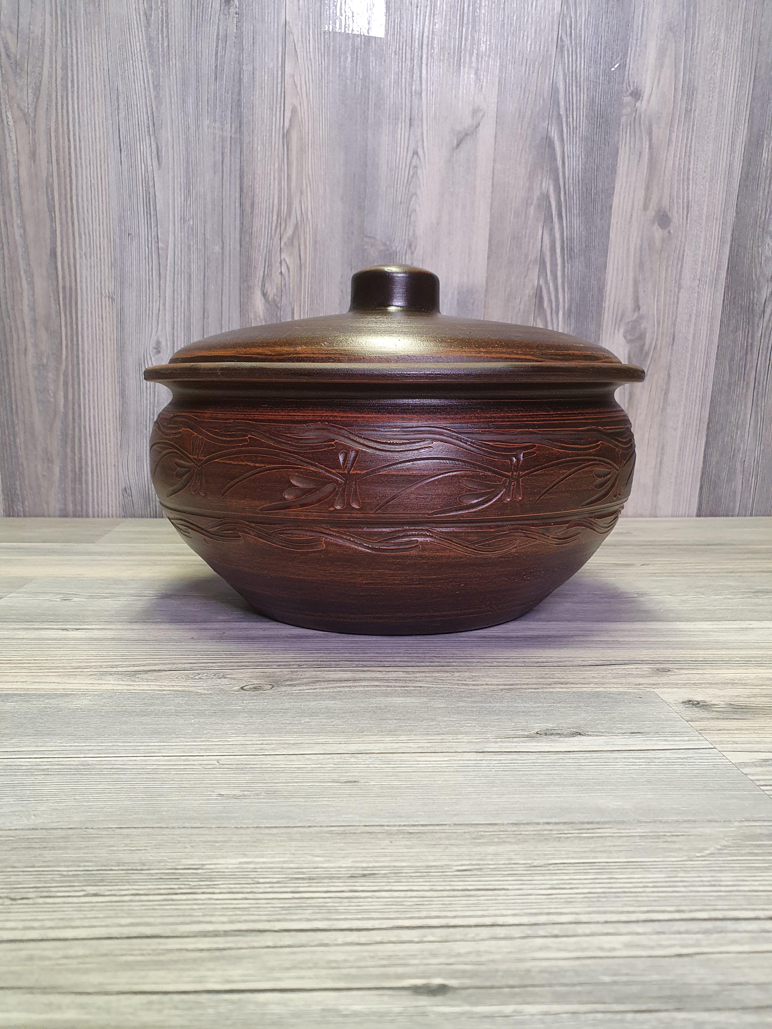 Шашлычница с крышкой для духовки HandMade из красной глины (4934)