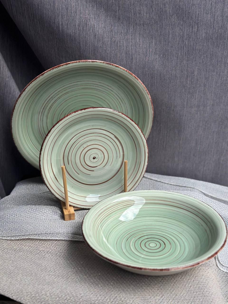 Столовый сервиз Antiqua Green керамика 12 предметов Зеленый