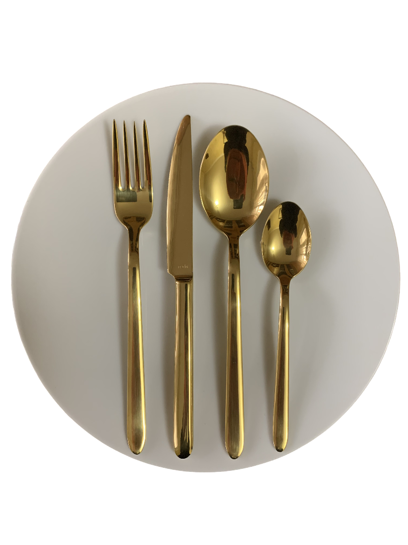 Набор столовых приборов Narin Plaides Full Gold PVD Titanium 24 предмета Набор столовых приборов Narin Plaides Full Gold PVD Titanium 24 предмета