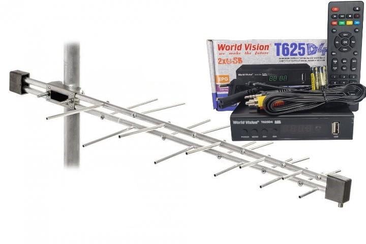 Тюнер World Vision T625D4+/антенна наружная Лого