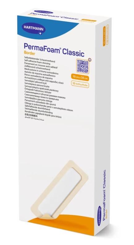 Повязка губчатая самофиксирующаяся PermaFoam Classic Border 10х30 см