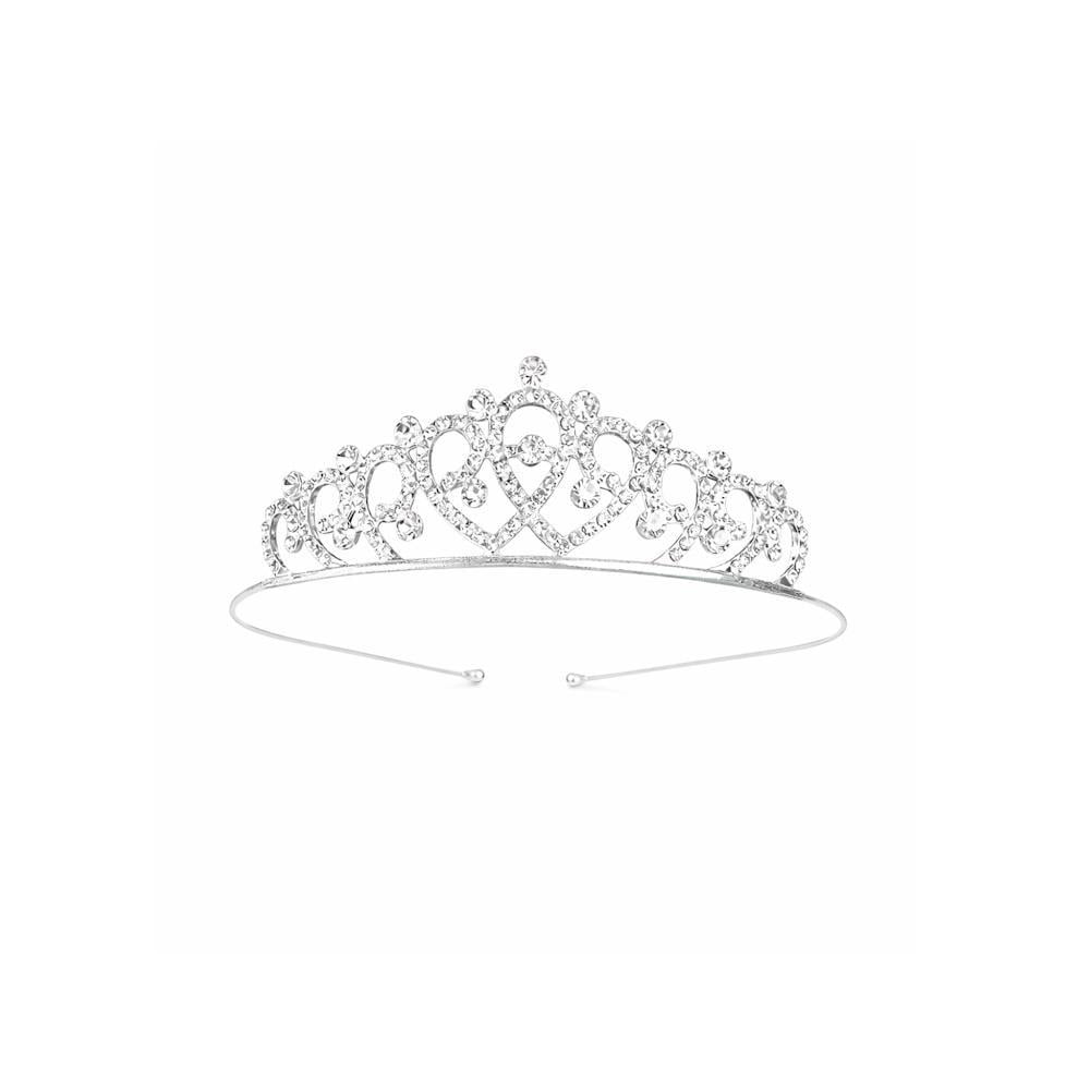Диадема корона на обруче со стразами Серебристый с белым (3000004257)
