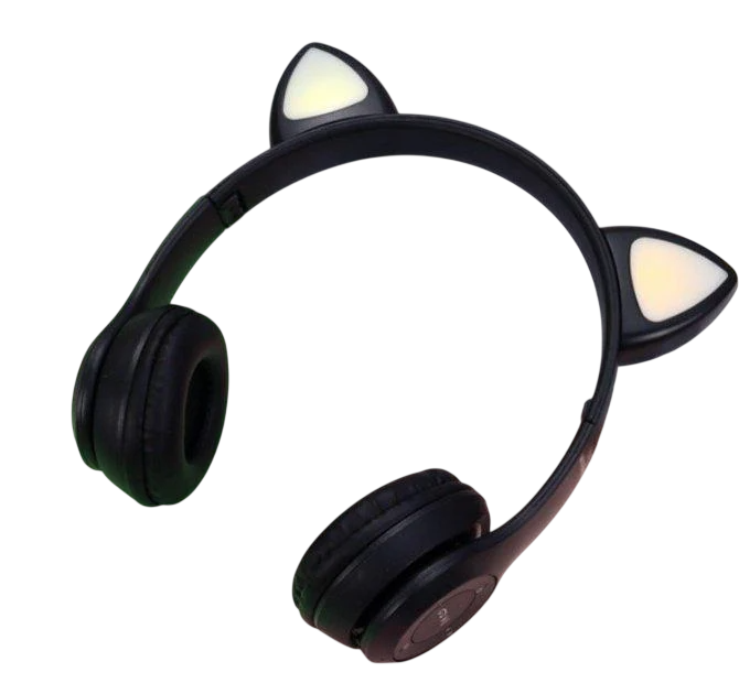 Наушники беспроводные Bluetooth с кошачьими ушками Черный (Y47)
