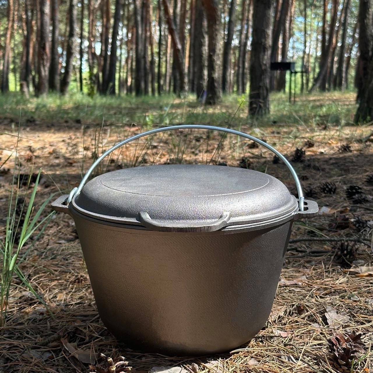 Котел туристичний КТ-10КС чавунний з кришкою-сковородою 10 л 38х30х23 см (KT10-2)