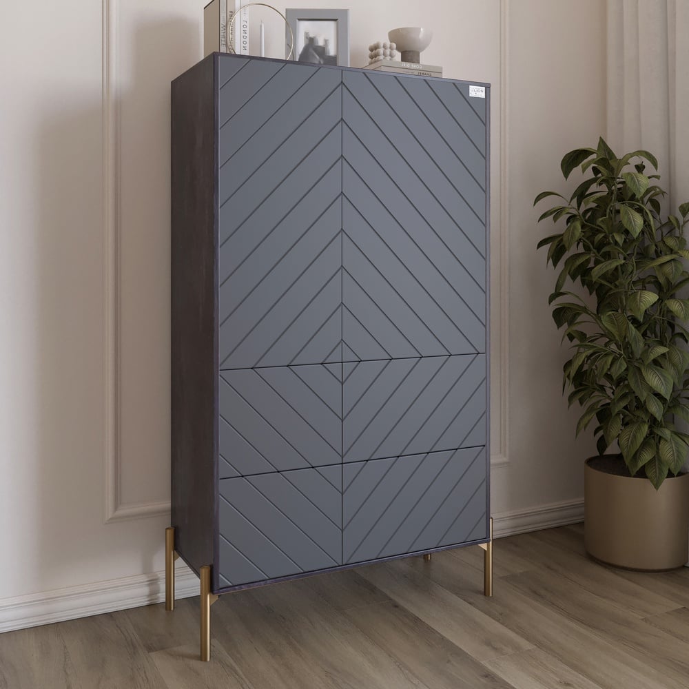 Комод-пенал Lion Амарант 84x40x150 см Бетон темный/Графитовый (LION-042212)