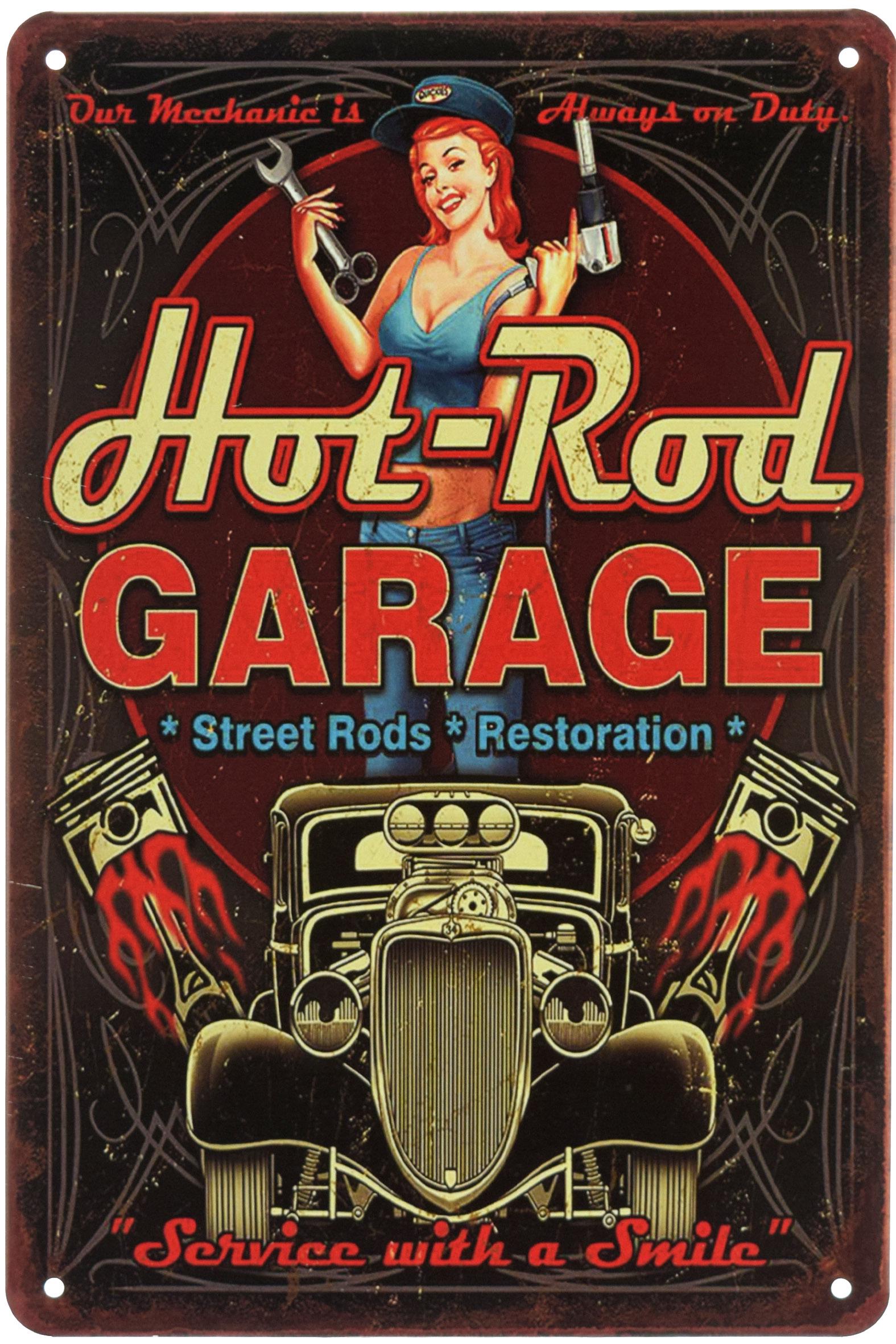 Табличка металева Hot-Rod Garage/Гараж Сервіс З По смішкою 20x30 см