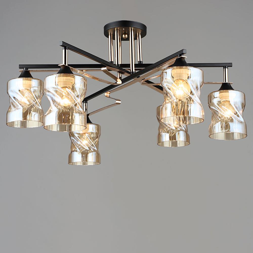 Люстра потолочная декоративная Light House SRS-19289/6 BK/FGD Черный/Золотой/Янтарный