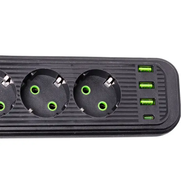 Фильтр-удлинитель сетевой EURO 4 розетки 3 USB 2,8 м Черный (HP-5-13MF) - фото 5 Фильтр-удлинитель сетевой EURO 4 розетки 3 USB 2,8 м Черный (HP-5-13MF) - фото 5