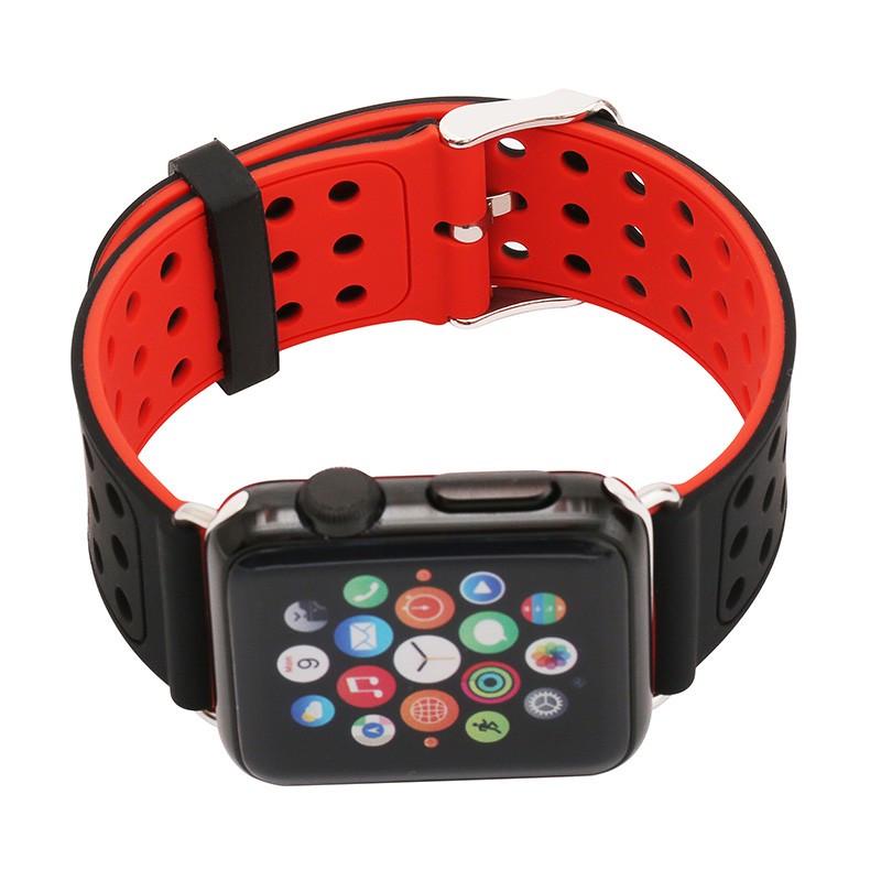Двосторонній ремінець з перфорацією Primo для Apple Watch 38 мм/40 мм Black/Red (638531516)
