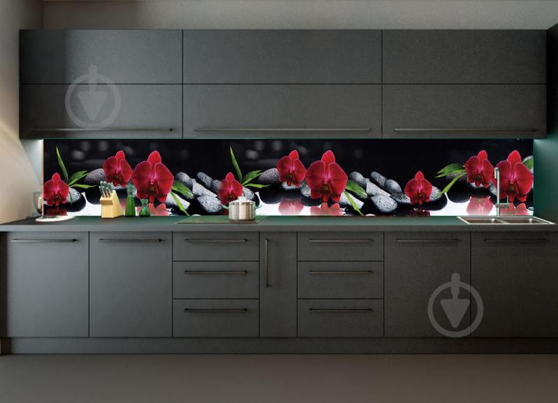 Наклейки кухонный фартук Zatarga Алая орхидея 600х2500 мм Красный (Z180098/1)