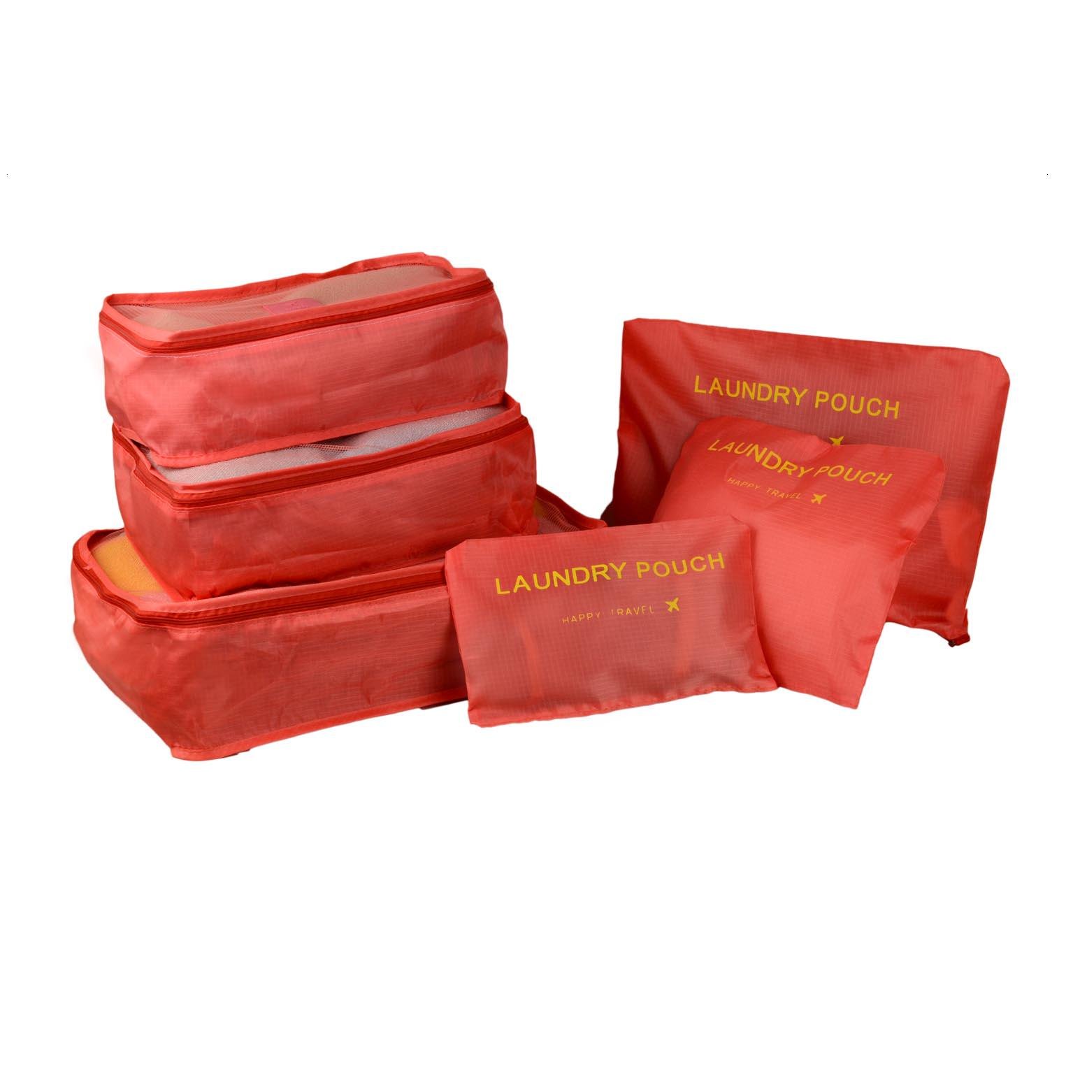 Набор органайзеров для путешествий и дома 6в1 нейлон водоотталкивающий Красный (КДО-15-5)