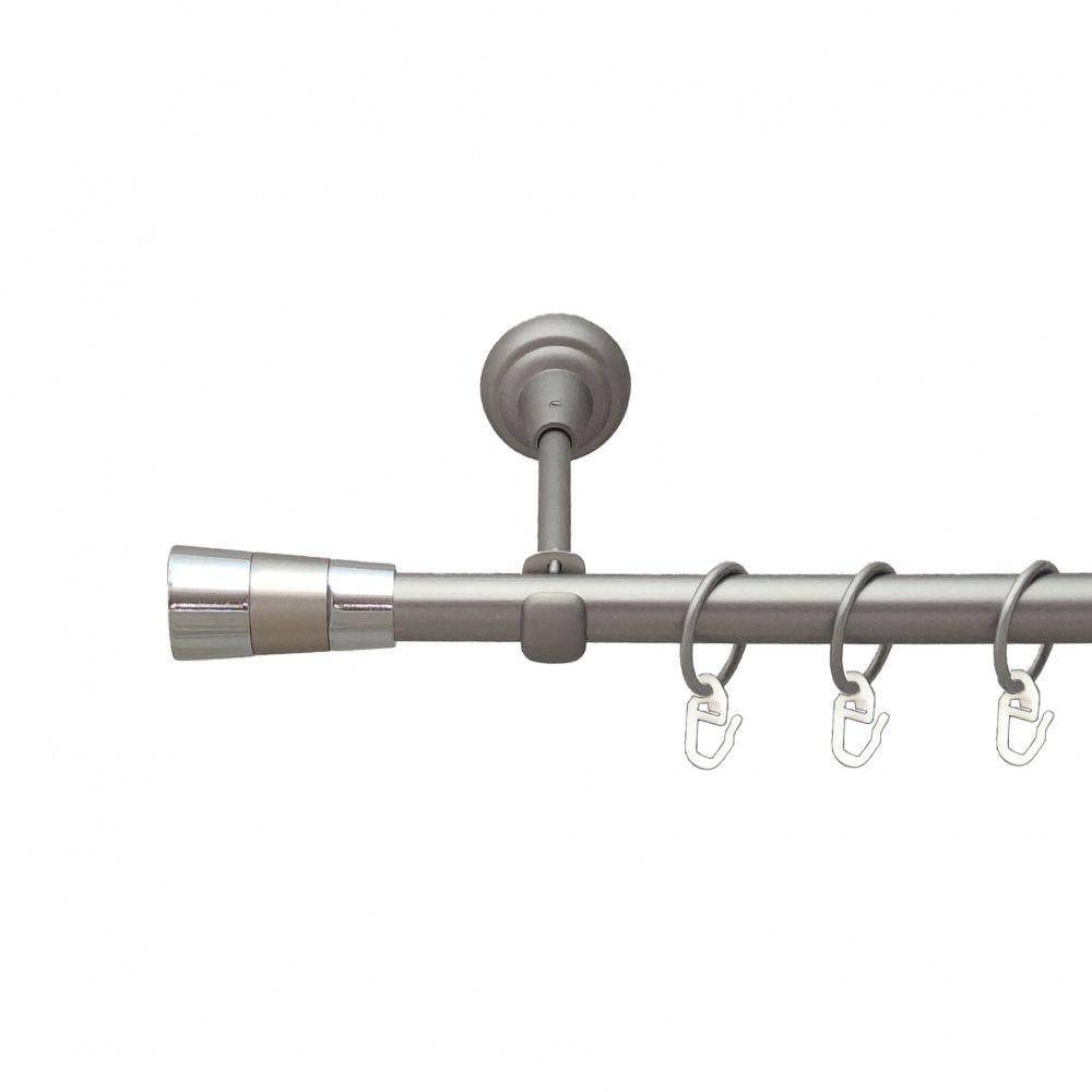 Карниз металевий Orvit Валео V2 однорядний відкритий/гладка труба/кільце металеве Сатин 19 мм 200 см (6306931)