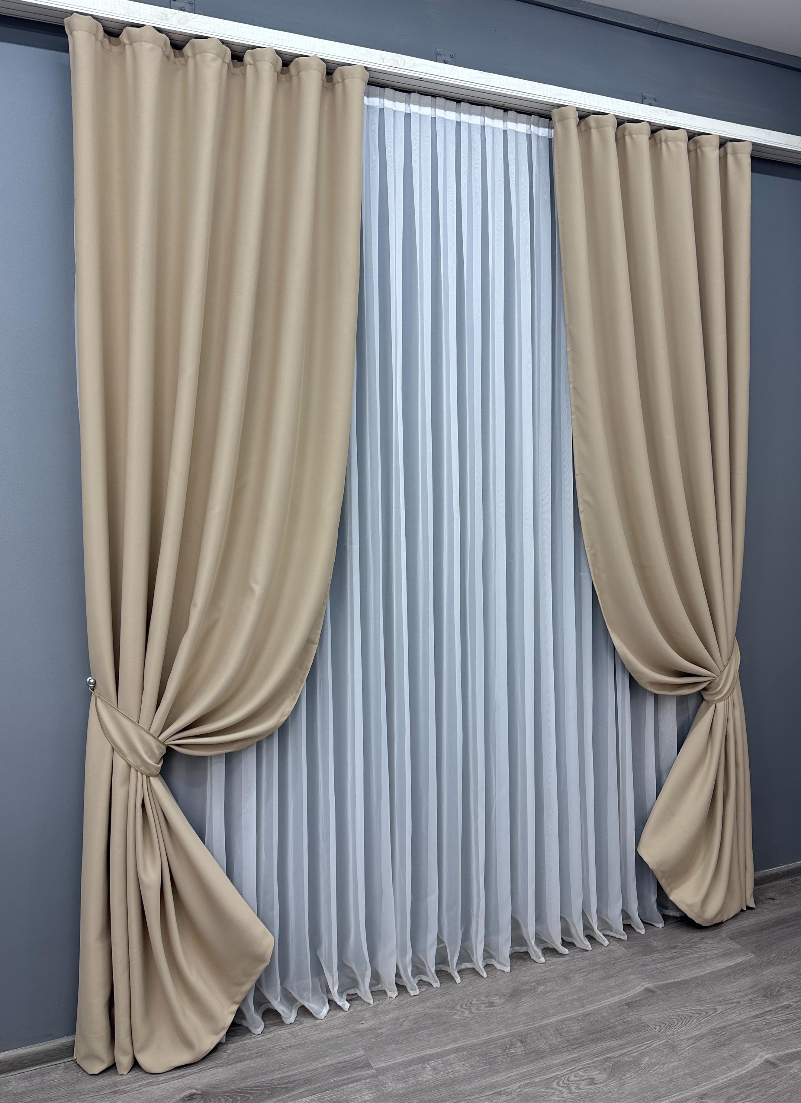 Комплект готовых штор VR-Textil Блэкаут Bagema Rvs №1545ш 150х295 см 2 шт. Бежевый (33-0625) - фото 2 Комплект готовых штор VR-Textil Блэкаут Bagema Rvs №1545ш 150х295 см 2 шт. Бежевый (33-0625) - фото 2