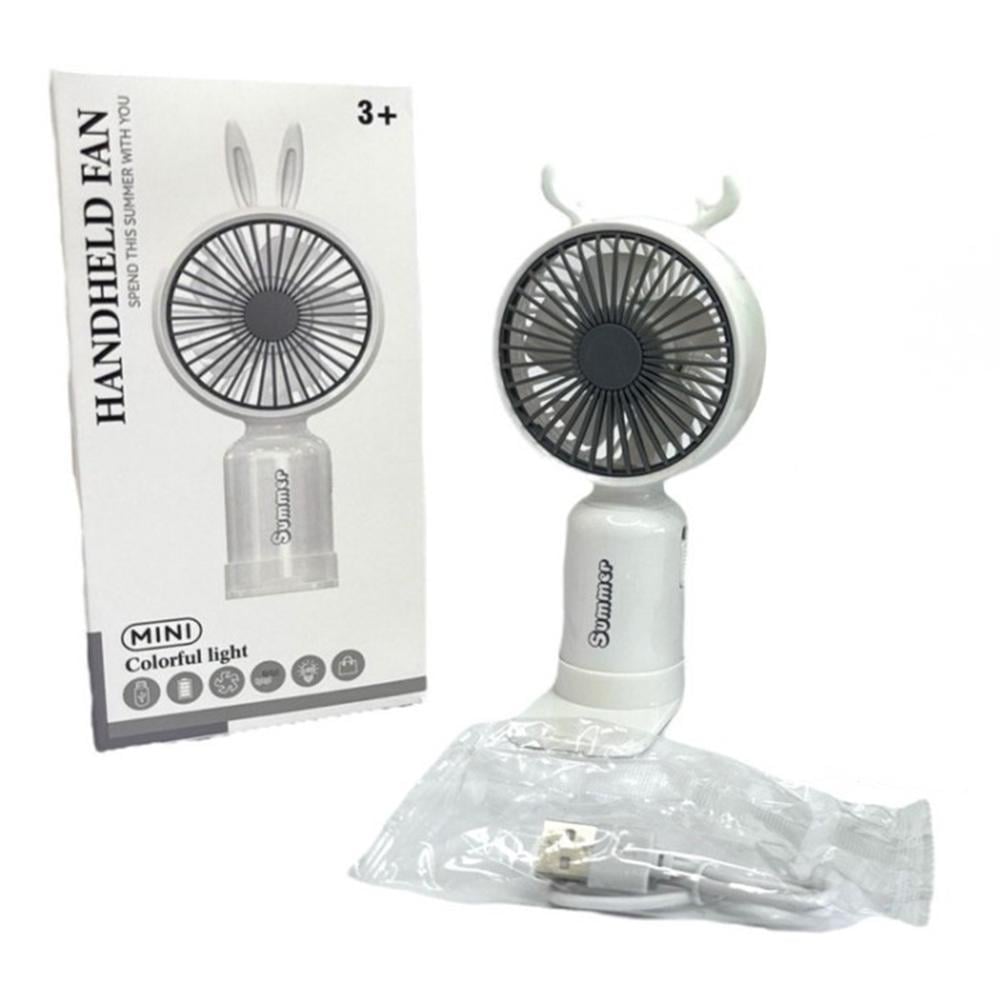 Портативный вентилятор с рожками Олень на аккумуляторе и USB Белый - фото 2