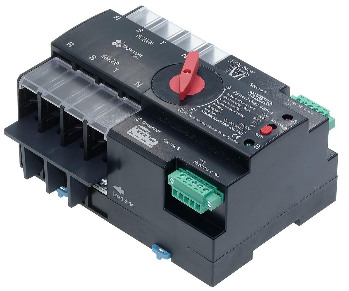 Переключатель питания автоматический TOMZN TOQ7 4P LN 220V-230V 125A с двойным питанием ATS (gen1856)