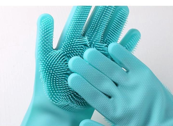 Перчатки для мытья посуды уборки силиконовые с мочалкой Бирюзовый (22350487) - фото 2 Перчатки для мытья посуды уборки силиконовые с мочалкой Бирюзовый (22350487) - фото 2