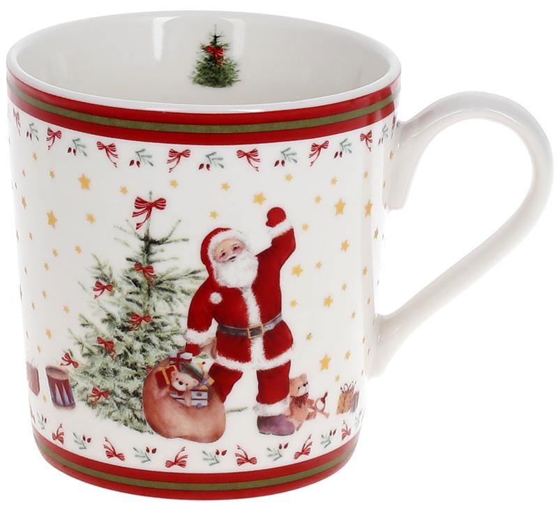 Кружка фарфоровая Санта с подарками 350 мл 12,5х8,8х9,2 см