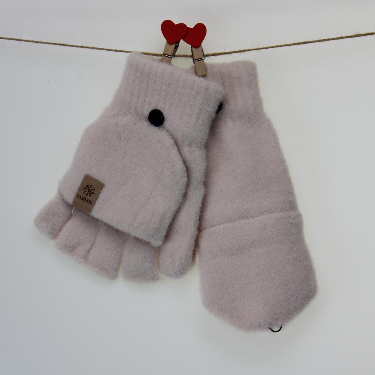 Перчатки женские с накидным верхом шерстяные S Молочный (33834) Перчатки женские с накидным верхом шерстяные S Молочный (33834)