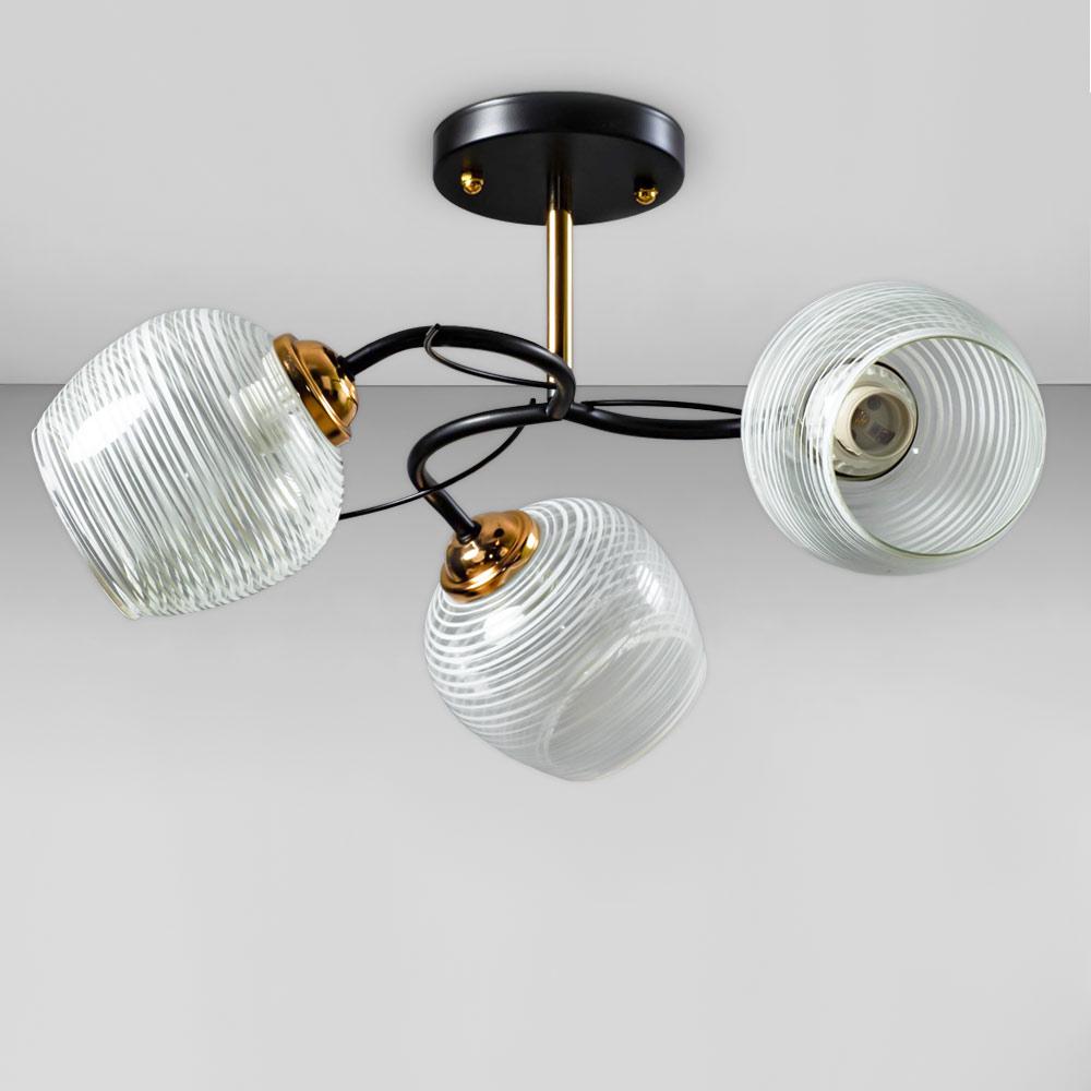 Люстра потолочная Light House SW-18746/3 FGD/BK 450х450х270 мм Черный/Золотой/Белый/Прозрачный