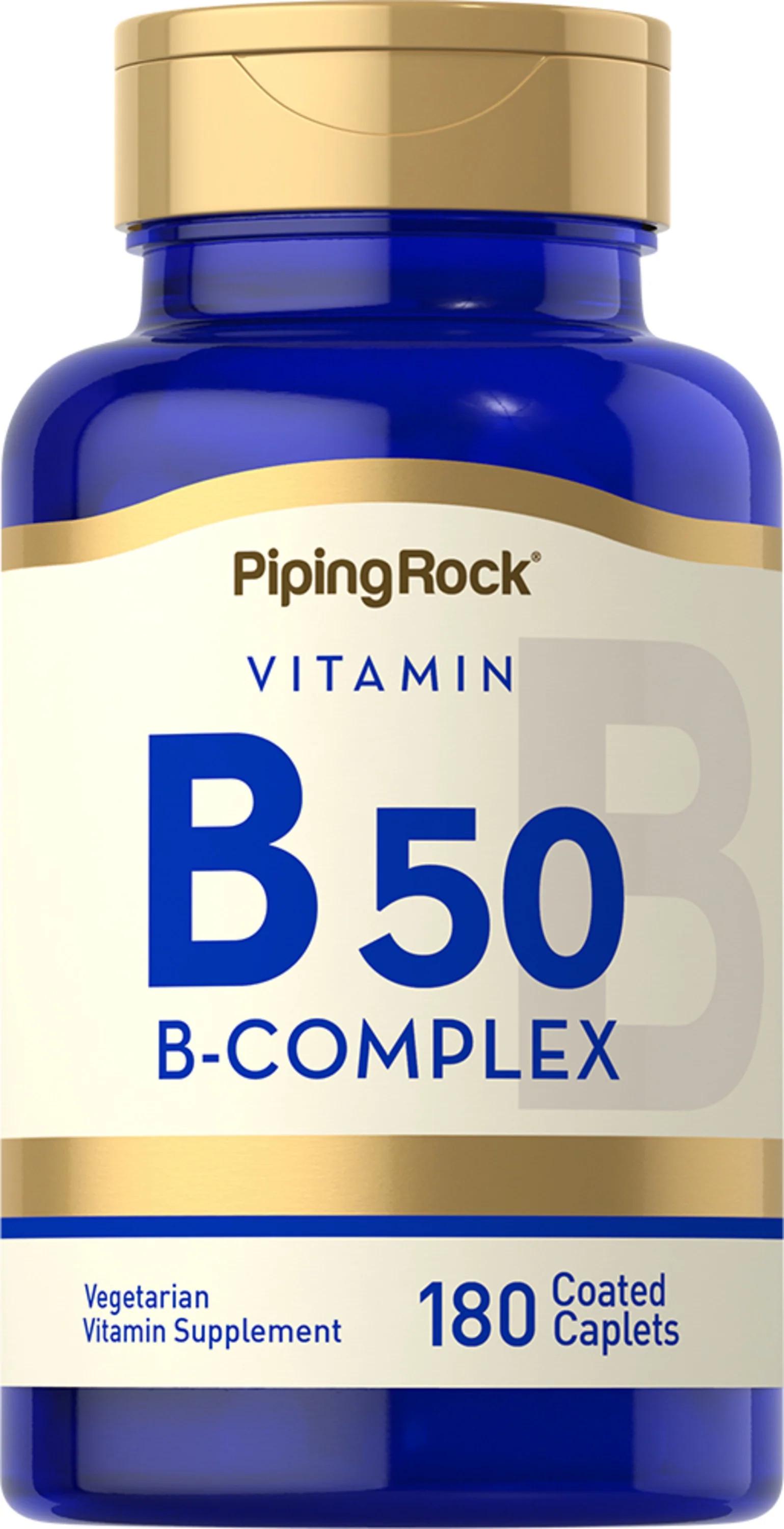 Комплекс витаминов В Piping Rock B-50 Vitamin B Complex 180 coated caplets