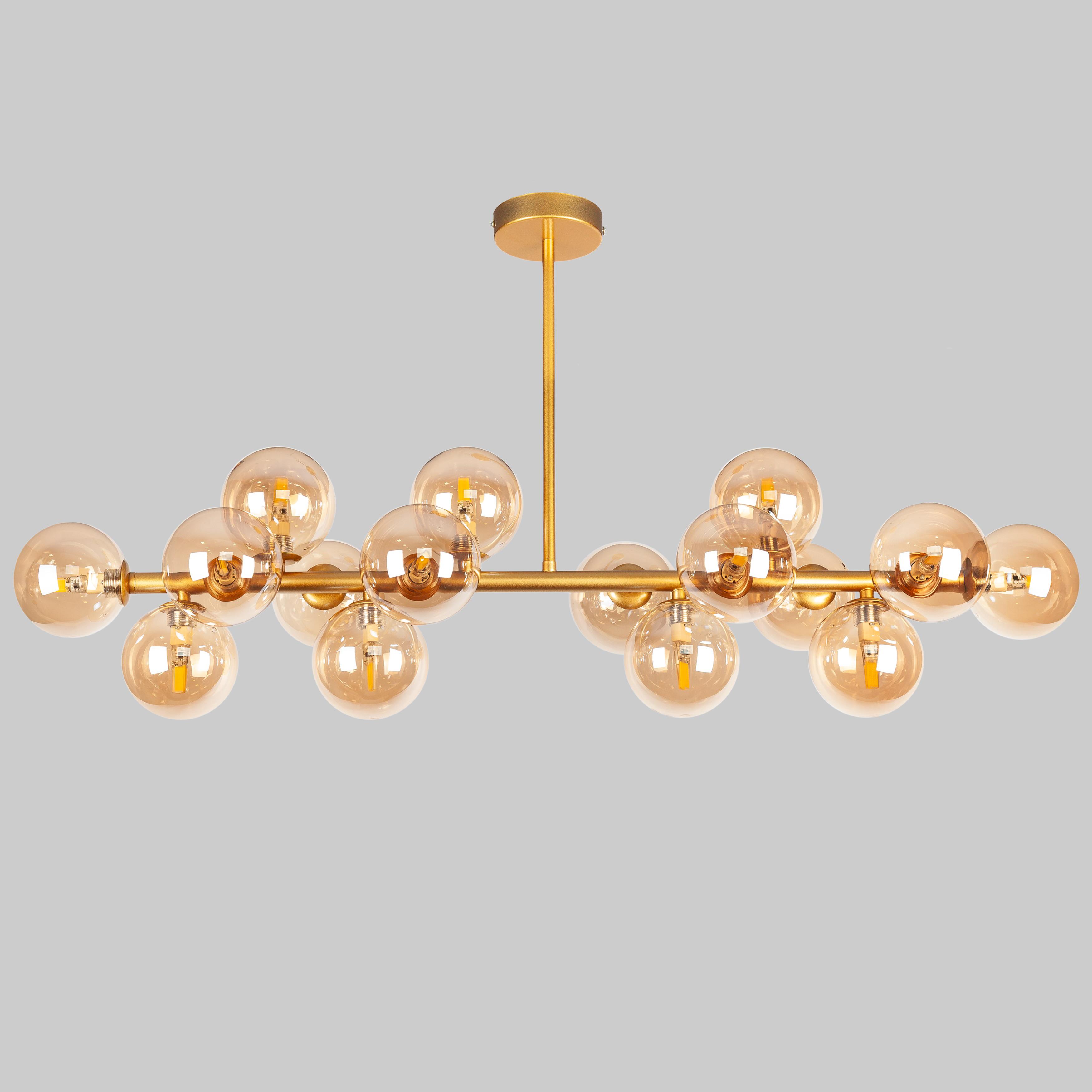 Люстра длинная Bubbles на 16 ламп Золотой (84-1020-16 DDG+BR)