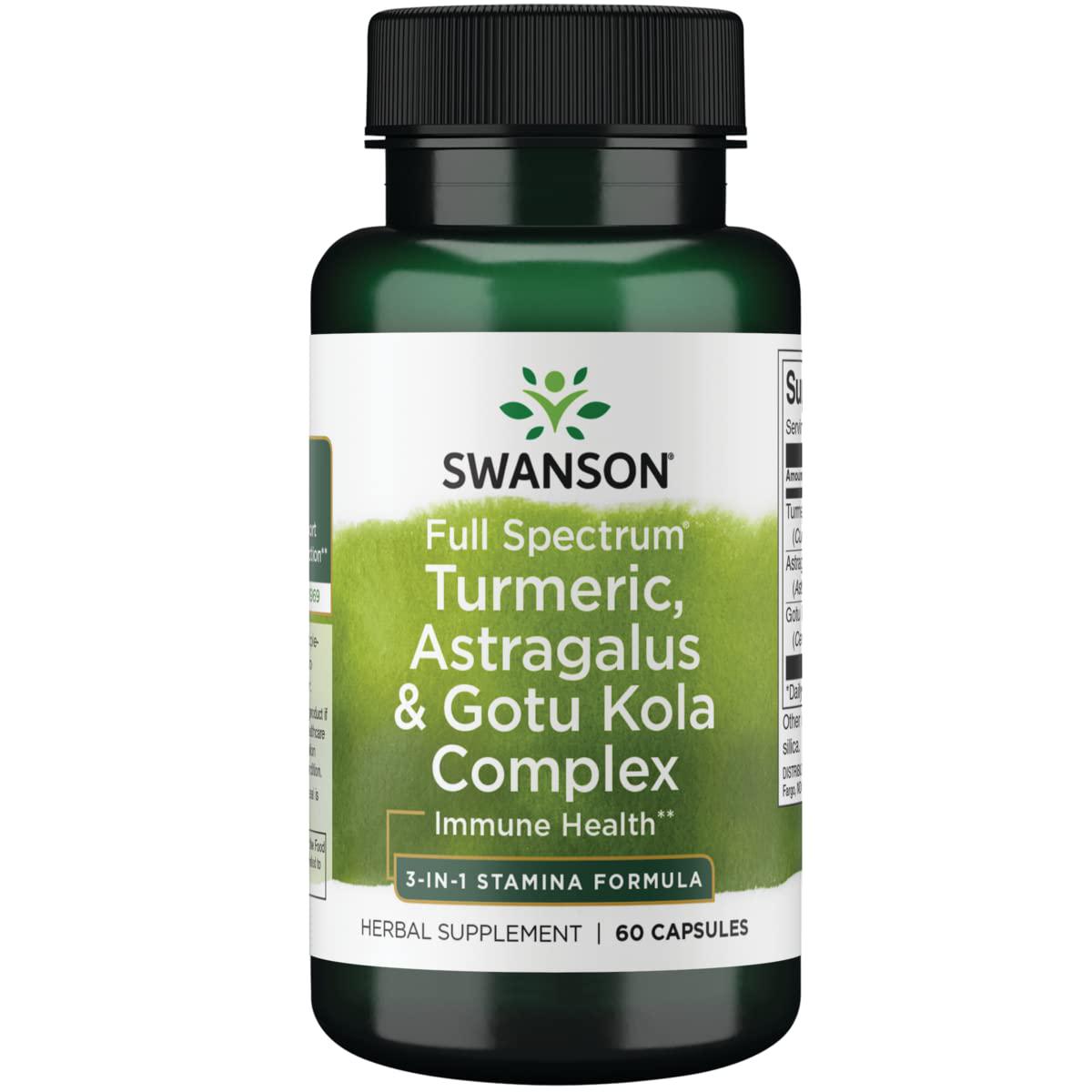 Комплекс Swanson Full Spectrum Turmeric Astragalus & Gotu Kola Complex куркумы/ашваганды/женьшеня 60 capsules