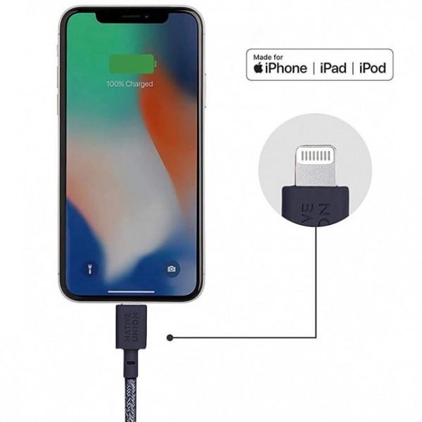 Кабель синхронизации Native Union Belt 3m Cable XL USB-C to Lightning, Indigo (BELT-CL-IND-3-NP) - фото 4 Кабель синхронизации Native Union Belt 3m Cable XL USB-C to Lightning, Indigo (BELT-CL-IND-3-NP) - фото 4