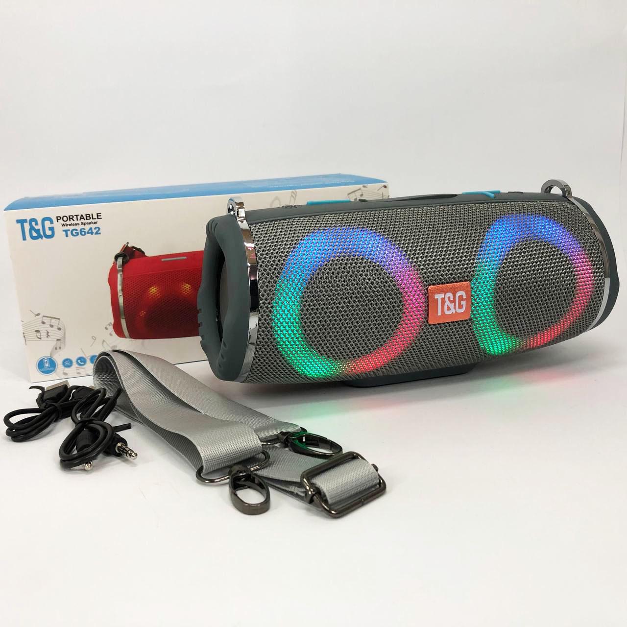 Портативна колонка з RGB підсвічуванням та ремінцем Сірий (TG642) - фото 14
