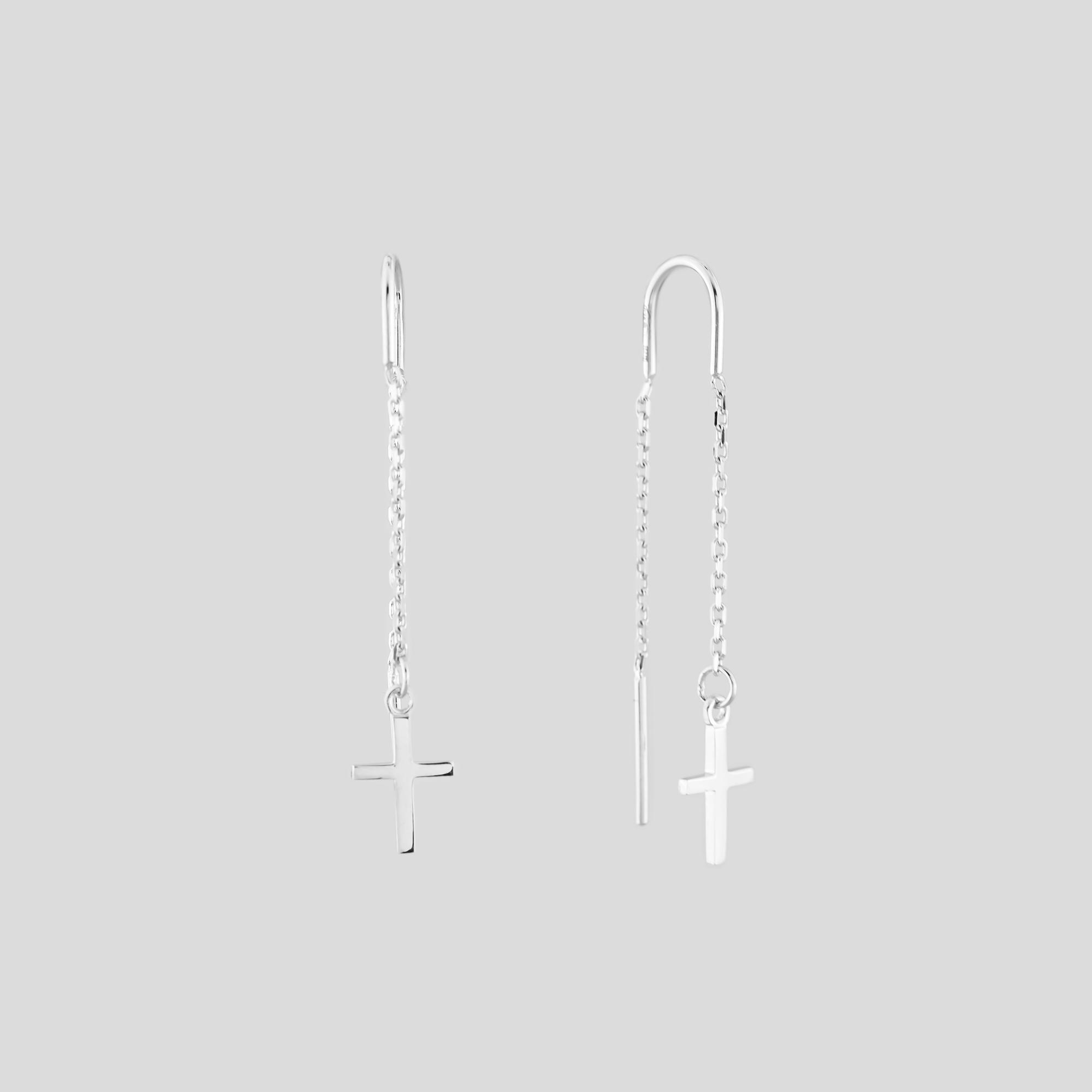 Серебряные серьги Minimal Крестики (16554)
