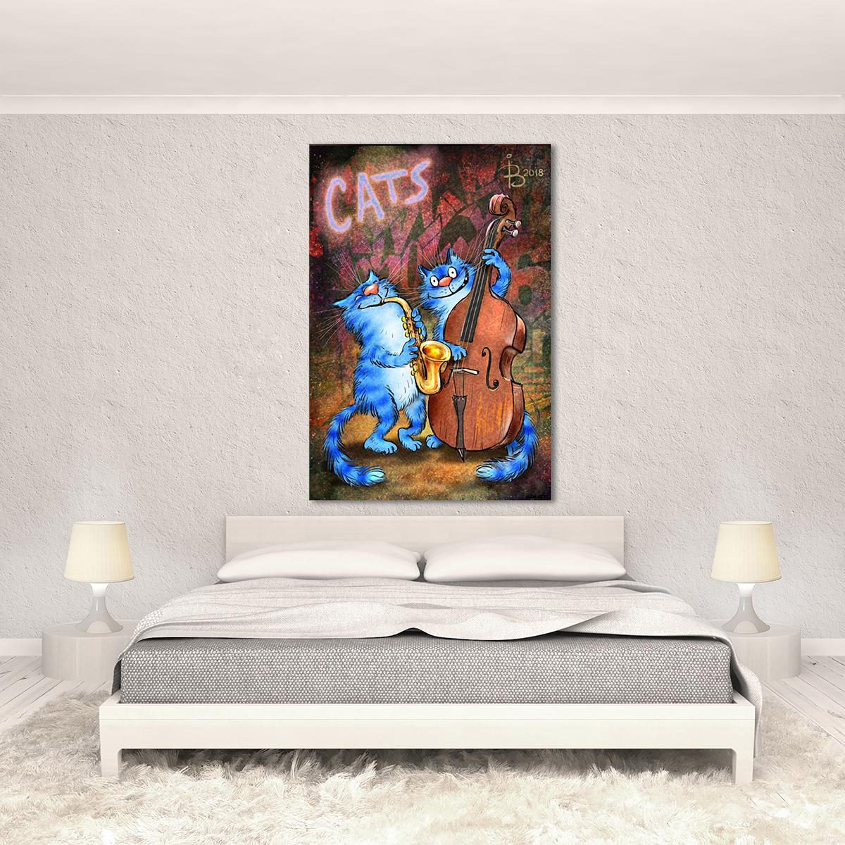 Модульная картина В джазе только котики 1 модуль 30х45 см (_rinaz_20181634005)