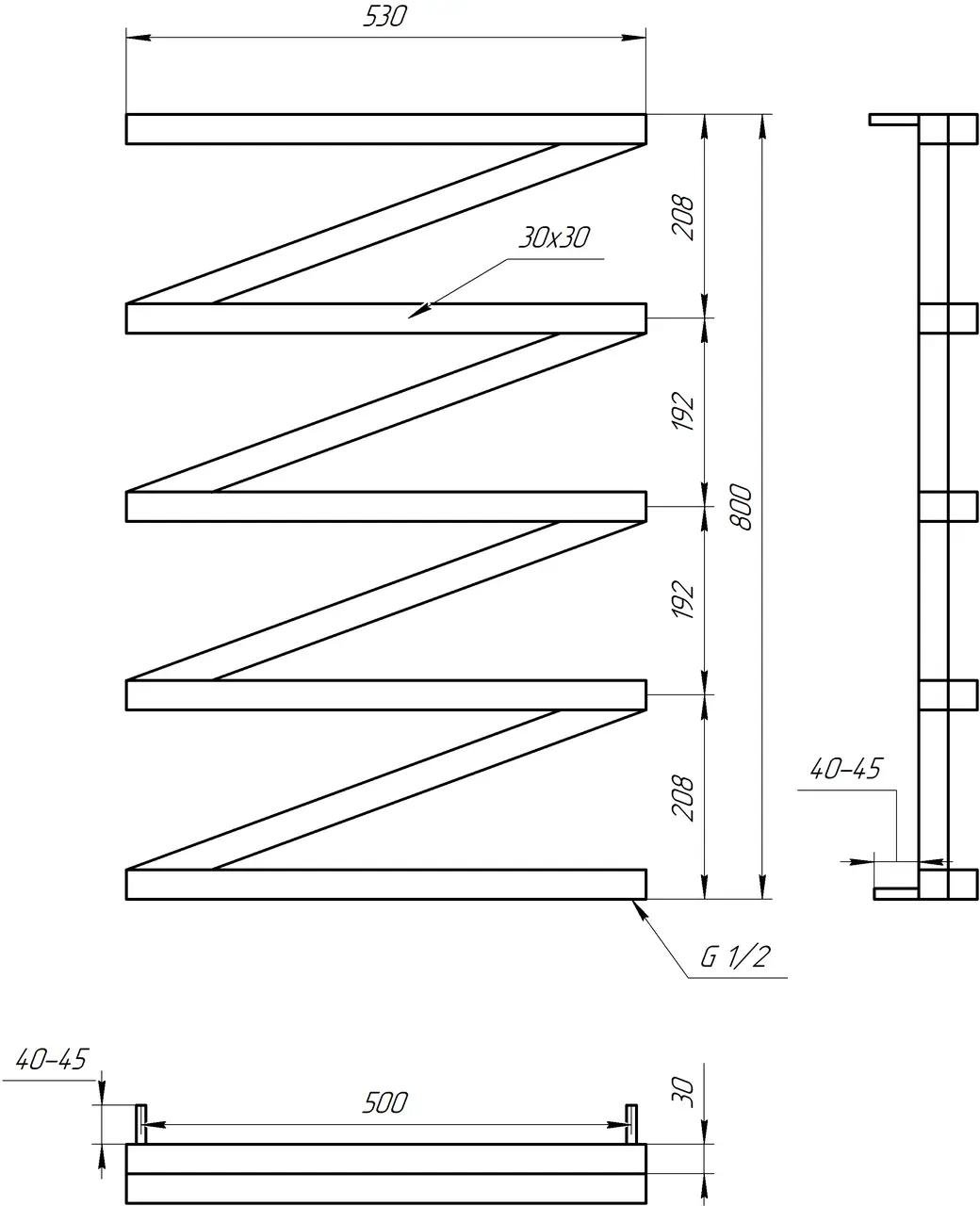 Полотенцесушитель S-Mix ZigZag 800х530 мм Черный (3c9172ad) - фото 2 Полотенцесушитель S-Mix ZigZag 800х530 мм Черный (3c9172ad) - фото 2