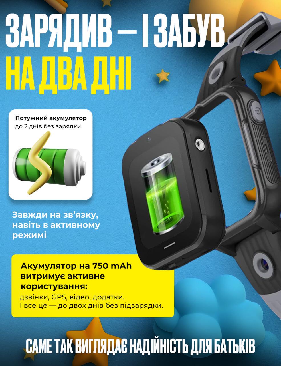 Смарт-годинник дитячий D38 з SIM картою GPS прослуховуванням відеодзвінком 4G Play Market Операційна система Android OS Чорний - фото 5