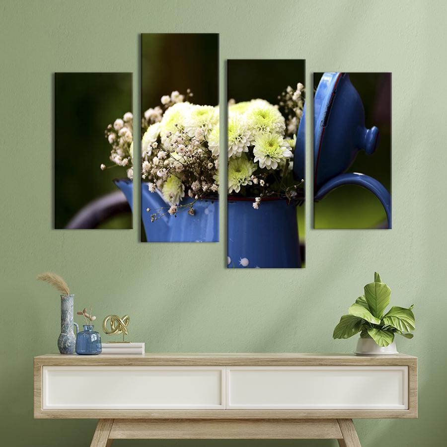 Картина на холсте Пушистые белые хризантемы 129x90 см (873-42)