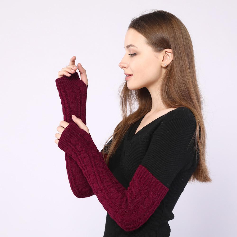 Мітенки в'язані One size Бордовий (2436) - фото 1 Мітенки в'язані One size Бордовий (2436) - фото 1