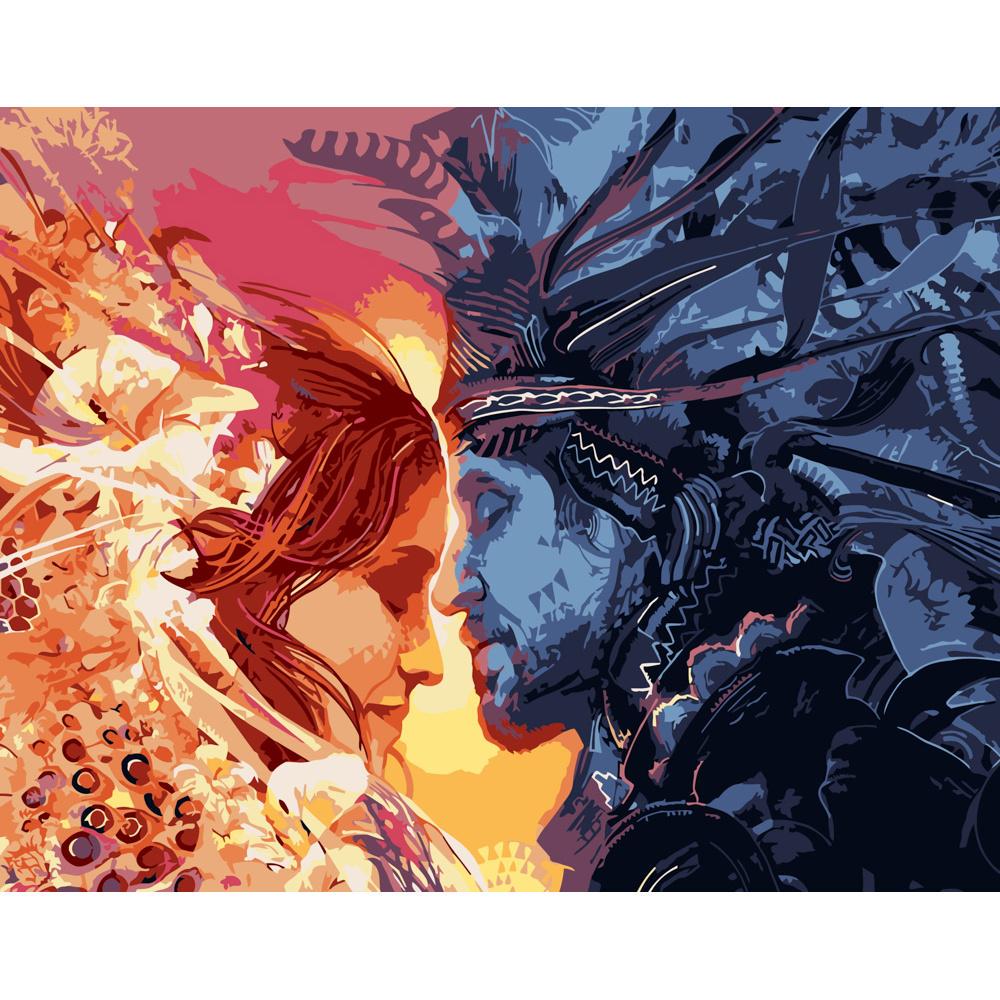 Картина за номерами Strateg Преміум Кохання племен 40x50 см (DY218)