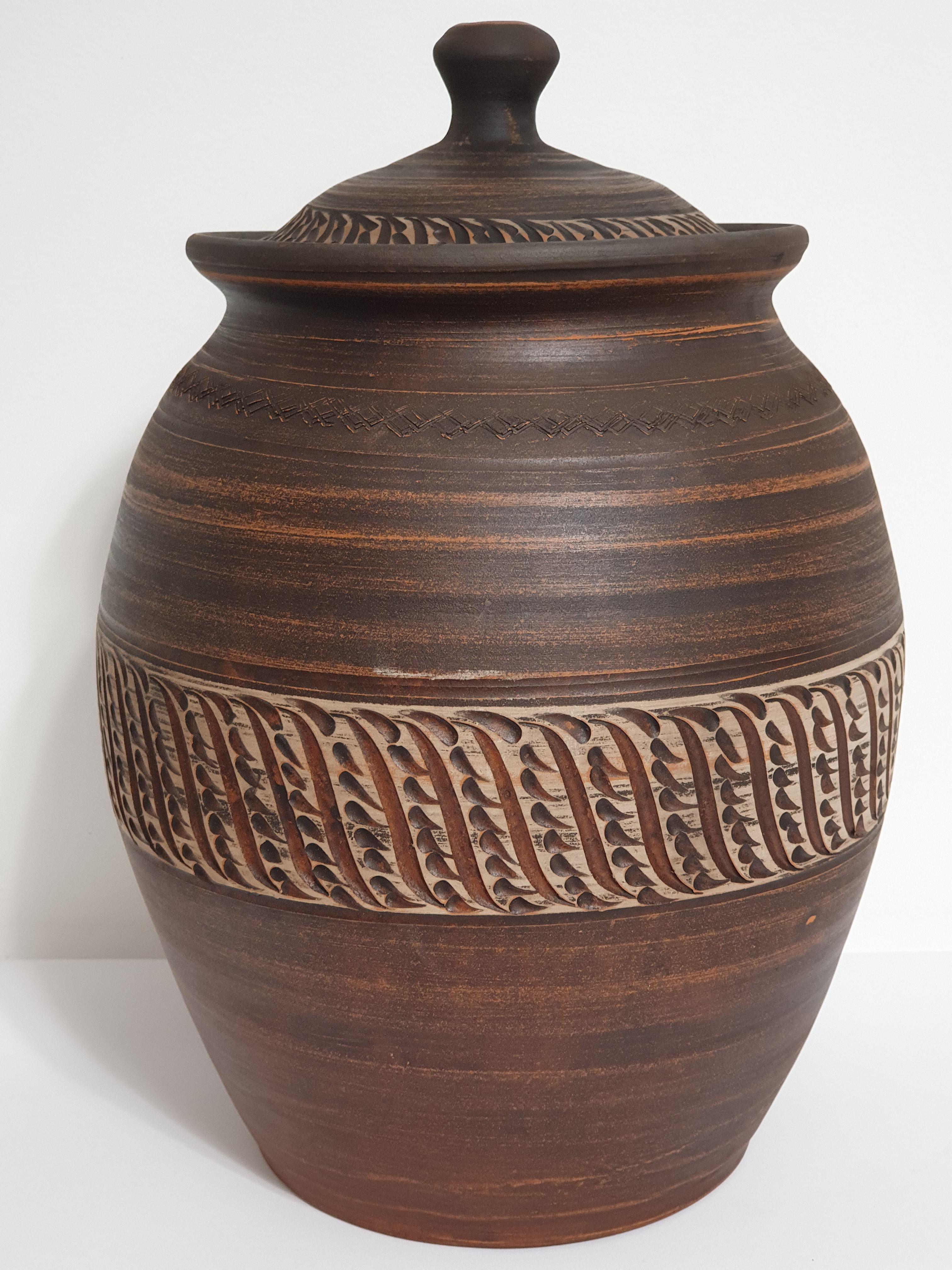 Бочонок для солений из красной глины (3867)