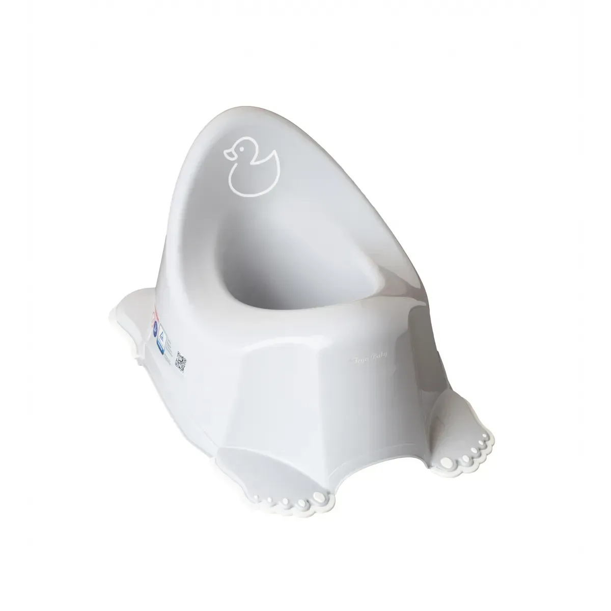 Горщик дитячий антиковзкий Tega baby Каченя з пластику 29х21х27 см Світло-сірий (150-98-DK-001-122)